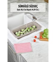 Lavoba İçi Sürgülü Açılır Kapanır Sebze Meyve Süzgeci Vizon (Açık 38,5 Cm Kapalı 34,50 Cm )