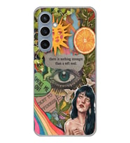 Samsung Galaxy S23 FE Uyumlu Vintage Kolaj Desenli Şeffaf Telefon Kılıfı