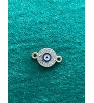 1.5 CM ALTIN SARISI  ZİRKON TAŞLI NAZAR BONCUKLU KOLYE BİLEKLİK UCU TAKI YAPIMI