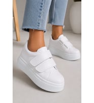 Vera Çift Cırtlı Kadın Günlük Sneaker Kalın Taban Rahat Ayakkabı - Beyaz