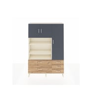 Arges Dolap 9 Raflı 5 Çekmeceli 3 Kapaklı 132x30x195 Aytaşı-Antrasit/Çam