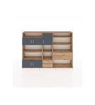 Arges Dolap 13 Raflı 3 Çekmeceli 5 Kapaklı 220x30x163 Çam-Antrasit/Çam
