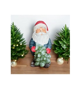 Çam Ağaçlı Montlu Noel Baba, Yeni Yıl Dekorasyon, Noel Baba Heykel