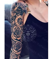 GZQB-063 YARI KALICI KUŞ SAAT VE GÜL DESEN KOL DÖVMESİ-TATTO
