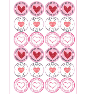 24 Adet - Love Heart Sticker - Kalp Sticker - Love Sticker - Paketleme Sticker - Notebook Sticker - (Pembe)