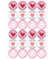 24 Adet - Love Heart Sticker - Kalp Sticker - Love Sticker - Paketleme Sticker - Notebook Sticker - (Pembe)