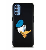 Oppo Reno 4 Soft Premier Kapak Donald Duck-F Tasarımlı Silikon Kılıf - Siyah (Şeffaf)