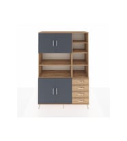 Hyperion Dolap 9 Raflı 4 Çekmeceli 4 Kapaklı 132x44x195 Çam-Antrasit/Çam