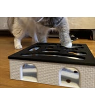 3D Baskı Kedi Zeka Oyuncağı Yavaş Yeme Aktivite Kutusu Tuğla Desenli Ödül Mama Bulmaca Siyah Beyaz