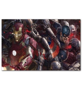 Cakapuzzle Yenilmezler Iron Man ve Kaptan Amerika Puzzle Yapboz MDF (Ahşap) (120 Parça)