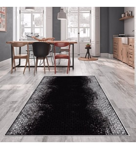Siyah Gri Efektli Yıkanabilir Kaymaz Taban Leke Tutmaz Modern Salon Halısı ve Yolluk