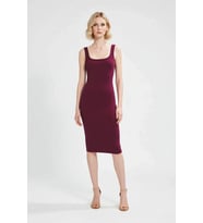 Kadın Midi Bodycon Örme Elbise Kare Yaka Kalın Askılı Viskoz Liyosel Karışımı Günlük Rahat Modern