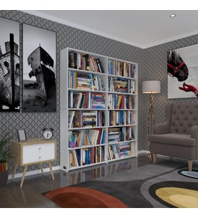 Kenzlife kitaplık süper ga 180*160*19 byz 6 katlı 2 bölme çift bölme opsiyonlu ofis mutfak banyo dolabı arkalıksız