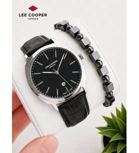 Lee Cooper Erkek Kol Saati 50 Mt Suya Dayanıklı Deri Kordon Bileklik Hediyeli VS.BLKT.0981