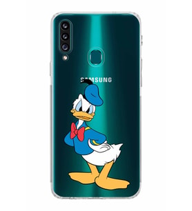 Samsung Galaxy A20s  Kamera Korumalı  Kapak Donald Duck Tasarımlı  Şeffaf Kılıf