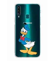 Samsung Galaxy A20s  Kamera Korumalı  Kapak Donald Duck Tasarımlı  Şeffaf Kılıf