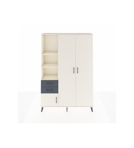 Arges Dolap 5 Raflı 2 Çekmeceli Tek Askılı 132x30x195 Aytaşı-Aytaşı/Antrasit
