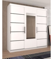 Sürgülü Gardırop Boydan Kapaklı Tavana Kadar Kapaklı Çıtalı Dolap 280/245cm (PARLAK BEYAZ) Rengi