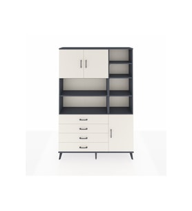 Arges Gardrop 9 Raflı 4 Çekmeceli 3 Kapaklı 132x30x195 Antrasit-Aytaşı