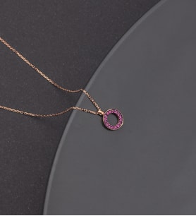 925 Ayar Gümüş Pembe Taşlı Çember Kolye