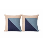 Faralya %70 Pamuk %30 Polyester Life Mavi Parçalı 2 li Kırlent Kılıfı 45x45 cm – Dekoratif Koltuk Yastık Kılıfı Modern Salon Dekoru