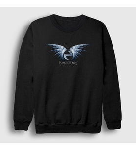 Presmono Unisex Siyah Wings Evanescence Sweatshirt 146497tt