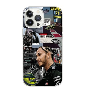 Iphone 12 Pro Uyumlu Lewis Hamilton Kolaj Tasarımlı Şeffaf Telefon Kılıfı