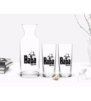 BK Gift Kişiye Özel Renkli Baskılı Godfather Baba Tasarımlı İkili Rakı Bardağı ve Karaf Hediye Seti-5 (Model 1)