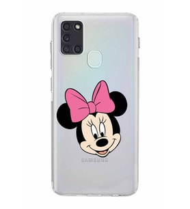 Samsung Galaxy A21s  Kamera Korumalı  Kapak Minnie Mouse Tasarımlı  Şeffaf Kılıf