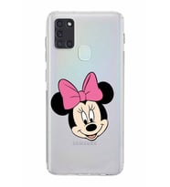 Samsung Galaxy A21s  Kamera Korumalı  Kapak Minnie Mouse Tasarımlı  Şeffaf Kılıf