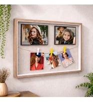 Ahşap İpli Mandallı Fotoğraf Çerçeve – 27 × 42 cm Kişiye Özel Fotoğraf Baskısı Dahil