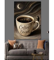 Coffee Break Yazılı Kahve Fincanı Dekoratif Kanvas - Mdf Ahşap Tablo