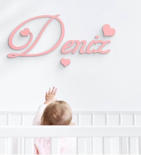 BK Gift Kişiye Özel İsimli Ahşap Duvar Yazısı-2 (Pembe)