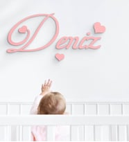 BK Gift Kişiye Özel İsimli Ahşap Duvar Yazısı-2 (Pembe)