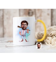 Bk Gift Kişiye Özel Beyzbol Karikatürlü Sarı Kupa Bardak-16, Sevgiliye Hediye, Arkadaşa Hediye