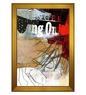 Soyut Şekiller Motifli Kanvas Tablo 50 x 70 cm Gold Çerçeve