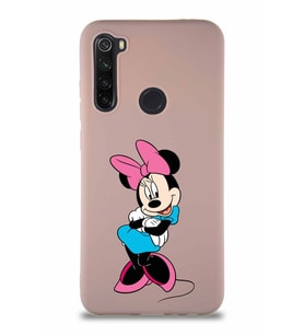 Xiaomi Redmi Note 8 Soft Premier Kapak Minnie Mouse-D Tasarımlı Silikon Kılıf - Pudra (Şeffaf)