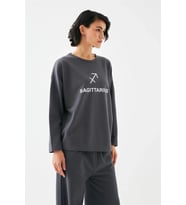 pilelistore- Kadın Füme Yay Burcu Oversize 2 İplik Eşofman Ev Giyim Takımı