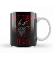 Satanism Baphomet Goat Pentagram Not Today Jesus Kupa Bardak Porselen