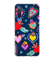 PrintiFy Xiaomi Mi 9 SE ile Uyumlu 1mm Slim Fit Retro Renkler 3 Baskılı Şeffaf  Kılıf
