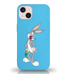 Apple iPhone 13 Uyumlu Lansman Kılıf Bugs Bunny Tasarımlı Altı Kapalı İçi Kadife Kaplı  Kapak (Şeffaf)