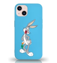 Apple iPhone 13 Uyumlu Lansman Kılıf Bugs Bunny Tasarımlı Altı Kapalı İçi Kadife Kaplı  Kapak (Şeffaf)