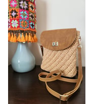 Başak Model, Camel Rengi, El Yapımı, Kağıt İp, Kadın, Mini Çanta
