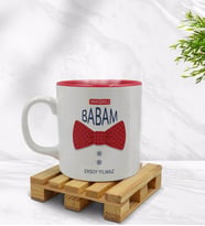 BK Gift Kişiye Özel Yakışıklı Babam Tasarımlı İçi Kırmızı Renkli Kupa Bardak Model 2
