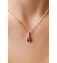 Mistik Topaz Taşlı 14 K Rose Altın Kaplama Kadın Kolye (Şarap)