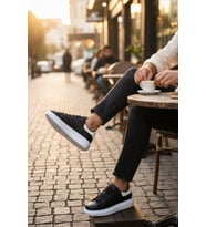 Enoch Erkek Yüksek Taban Sneaker Oversize Kalın Tabanlı ve Mat Deri Görünümlü Günlük Model