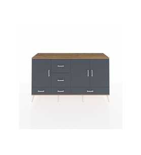 Kronos Konsol 4 Raflı 5 Çekmeceli 3 Kapaklı 176x59x99 Çam-Antrasit