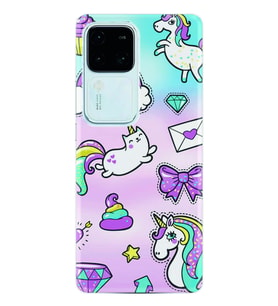 Vivo V30 Kılıf Silikon Desen Özel Seri Unicorn Mektup 1800