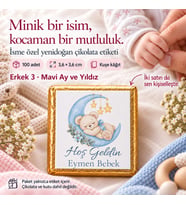 Kişiye Özel Yenidoğan Bebek Hatıra Etiketi 100 Adet 36 × 36 mm Kuşe Kâğıt