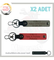 Hız Aşıkları İçin Özel İsim Plaka ve 0 Rh (-) Kan Grubu Yazılı x2 Anahtarlık, Nar Çiçeği-Kül Gri-Syh